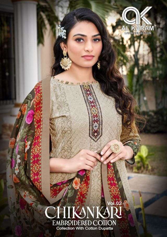 AL KARAM CHIKANKARI EMBROIDERED COTTON VOL 2